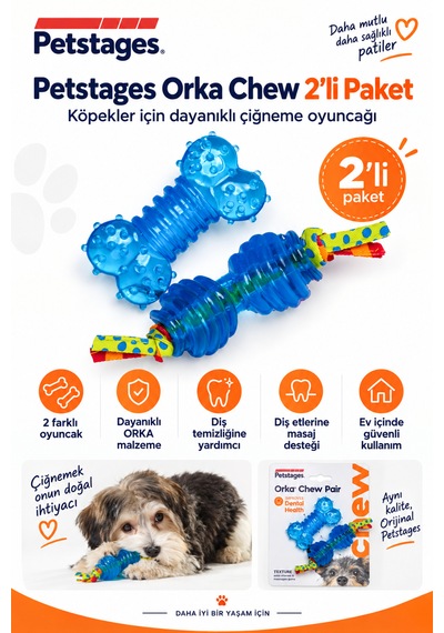 Petstages Orka Chew Pair 2 Pack İkili Kemik Şeklinde Köpek Çiğneme Oyuncağı
