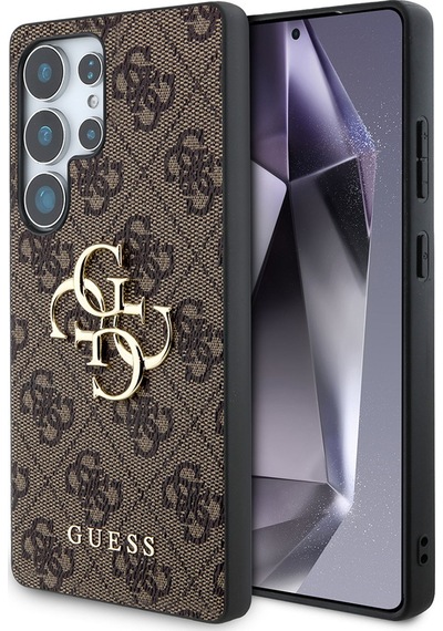 Galaxy Uyumlu S25 Ultra Kılıf Guess Lisanslı Pu Deri 4g Desenli Metal Büyük 4g Ve Logolu Kapak Kahverengi
