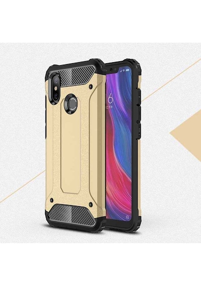 Kilifone - Xiaomi Uyumlu Mi 6x / Mi A2 - Kılıf Çift Katman Zırh Tank Crash Military Kapak - Gold