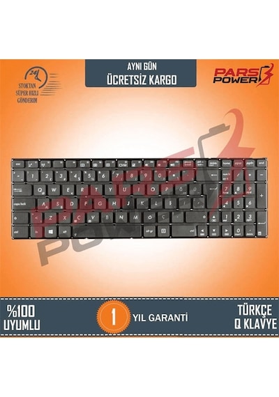 Asus Uyumlu X550D, X550E, X550J, X550L Notebook Klavye (Siyah TR) ( Pars power ) Siyah 276354
