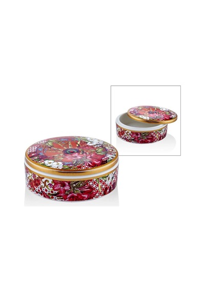 Lamedore Lılyum Desenli Alcak Yuvarlak Kutu 12x12x4 Cm