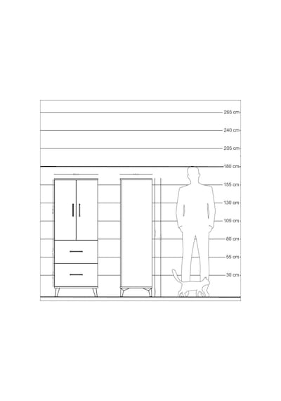 Hyperion Dolap 3 Raflı 2 Çekmeceli 2 Kapaklı 60x44x163 Çam-çam Çam