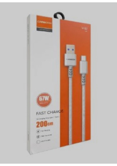 Carboon V52 Type-c Hızlı Şarj Kablosu Örgülü Kırılmalara Dayanıklı Bir Ürün 67w 2 Metre 67w 2mt