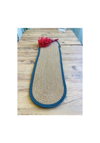 Jüt, Hasır, Dekoratif Masa Örtüsü, Runner 30x80 Cm, Amerikan Servis, Sehpa Örtüsü, Bohem Tarzı Hasır Antrasit Hasır Antrasit