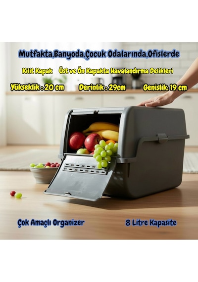 Technow Motek Mt-40 S-box 8 Litre Çok Amaçlı Organizer Düzenleyici Antrasit 1 Adet Gri