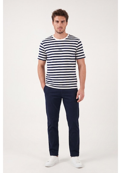 Buratti Çizgili Pamuklu Relaxed Fit Bisiklet Yaka T Shirt Erkek T Shirt 5904078 İndigo
