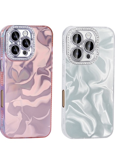 Apple     Uyumlu iPhone 16 Pro Kılıf Airbagli Parlak Taş Detay Tasarımlı Zore Esila Kapak Beyaz