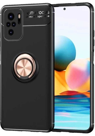 Xiaomi Poco M5s Kılıf Zore Ravel Silikon Kapak Siyah-Rose Gold