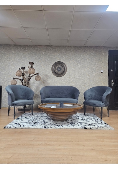 Zafir Teddy Takım Siyah Boyalı Telli Ayak Çay Seti Koltuk - Berjer , Balkon, Salon, Ofis Füme Zafir Teddy Takım Siyah Boyalı Telli Ayak Çay Seti Koltuk - Berjer , Balkon, Salon, Ofis Füme