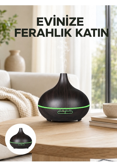 7 Renk Işıklı Ultrasonik Hava Difüzörü Sessiz Ve Güvenli Kullanım Yeni Nesil Çok Renkli
