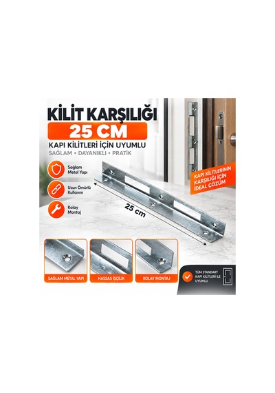 Kilit Karşılığı Köşebent Çinko 25 Cm Gri - 922944873