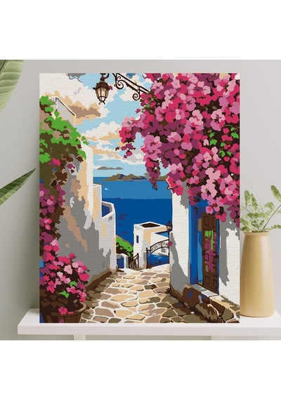 Sayılarla Boyama Tuval Seti Fırça Boya Dahil Çıtalı 40x50 Cm - Alaçatı