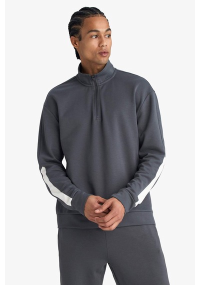 Defacto Standart Fit Dik Yaka Yarım Fermuarlı Modal Sweatshirt G5141ax25wnar82 Antrasit-ar82