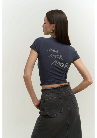Mai Collection 2733 - El Amor Antrasit Penye Crop
