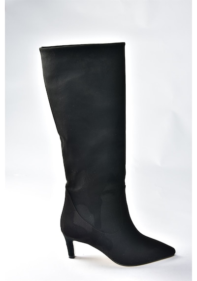 Fox Shoes Siyah Süet Kısa Topuklu Kadın Çizme L882870402 Siyah-Süet
