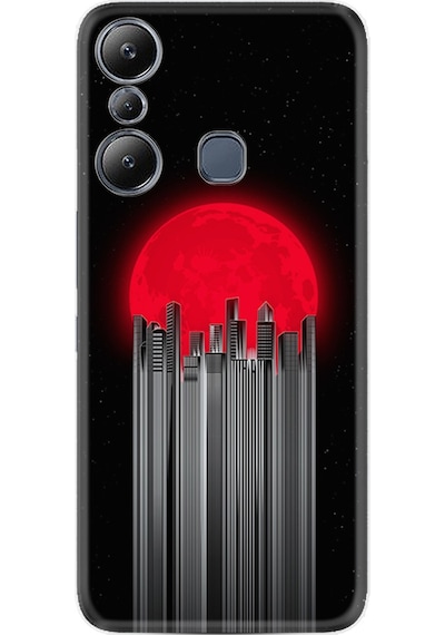 Infinix Hot 20i Kılıf Silikon Desen Özel Seri Red City 1707