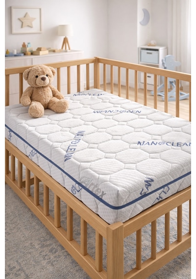 12Cm Nano Süngerli Bebek Çocuk Beşik Yatağı 70x110 Yıkanabilir Kılıflı Park Yatak Oyun Parkı