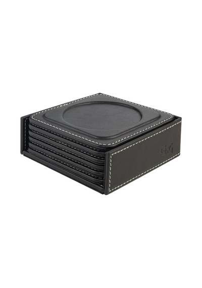 Bardak Altlığı,6'li Set,masaüstü Yuvarlak Cup Coaster,vegan Suni Deri,11x11 Cm.,siyah Diğer