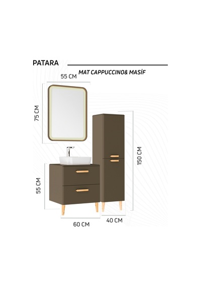 Creavit Patara Dikdörgen Led Ayna 55 X 75 Cm Mat Cappuccino Cam
