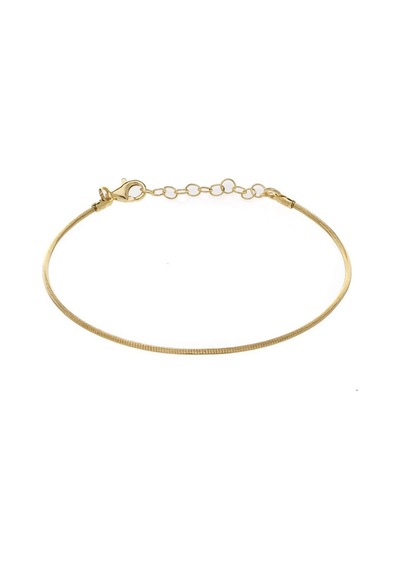 Tel Model Lazer Kumlu İşlemeli Gold Rengi 925 Ayar Gümüş Kadın Bileklik