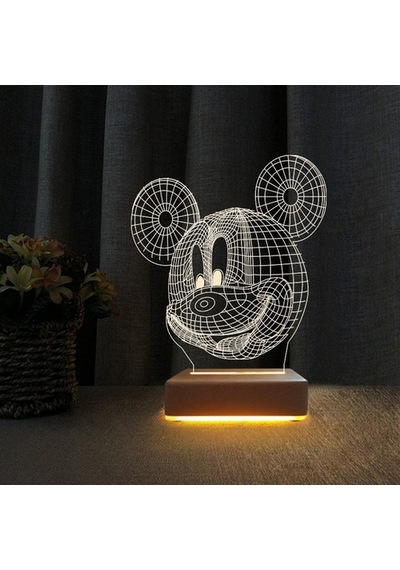 3D Gece Lambası Çocuk Odası Mickey Fare Gece Lambası