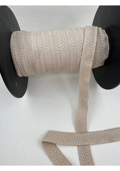 2 Cm Çift Renkli Balıksırtı Şerit-ekru-5 Metre