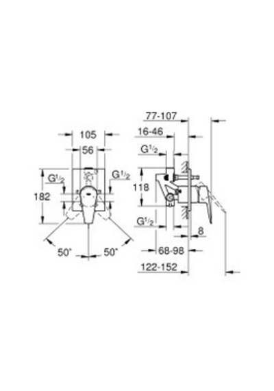 Grohe Bauedge Tek Kumandalı Banyo Bataryası - 29353001 Krom Kaplama