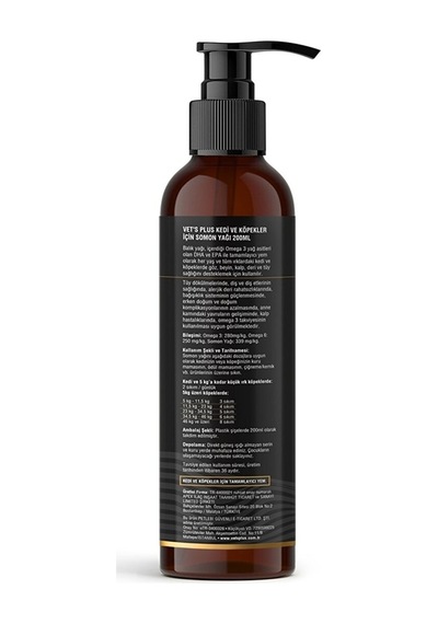 Vet's Plus Kedi ve Köpekler için Somon Yağı 200 ML