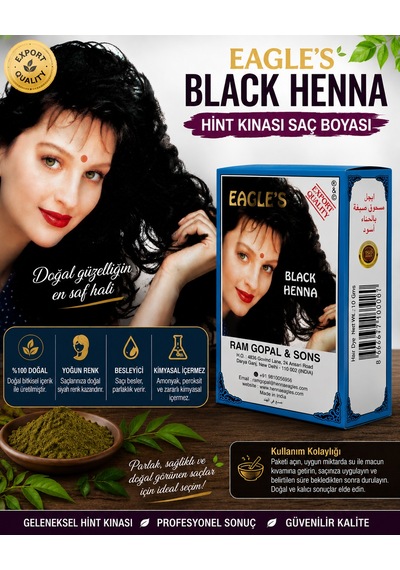 Black Henna Hint Kınası Saç Boyası Siyah Renk 6 Lı Kutu Doğal Görünümlü Kalıcı Saç Boyası