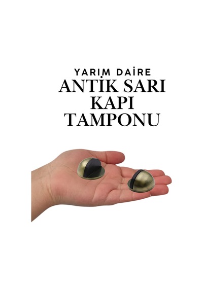 Antik Sarı Yarım Daire Yapışkanlı Kapı Tamponu Kapı Stoperi Metal Kapı Stopu Durdurucu Kapı Koruyucu