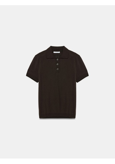 Dilvin 10871 Lyocell Karışımlı Polo Yaka Bluz-koyu Kahve