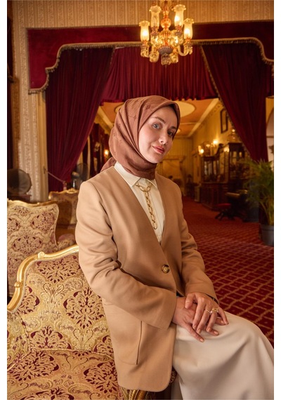Silk Home Monogram Pamuk İpek Eşarp 130001-22 Çikolata Kahve