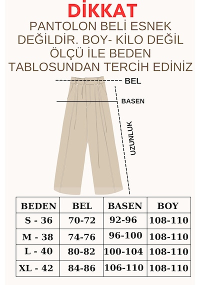 Trend Alisse Kadın Siyah Yanı Şeritli Bol Paça Pileli Palazzo Kumaş Pantolon
