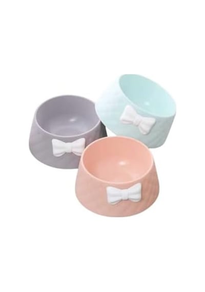 Zkra Shop Şık Desenli Fiyonklu Mama Kabı Kedi & Küçük Köpekler İçin Sevimli Ve Kaymaz Tasarım 105