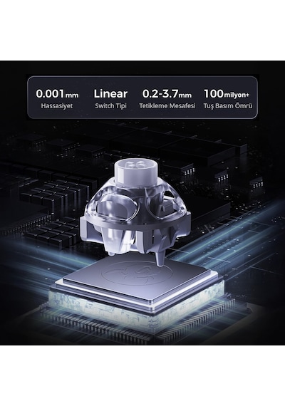 Gravastar Mercury V60 Manyetik Switch Gaming Klavye, Kablolu, İngilizce Q, Onyx Crystal