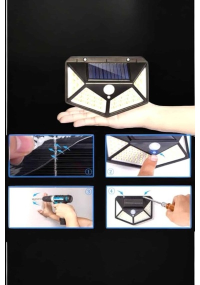 Güneş Enerjili Bahçe Aydınlatma Lambası Solar 100 Led Lamba Renkli