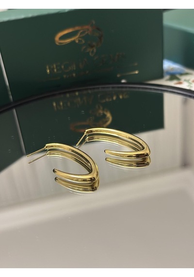 Altın Kaplama Minimalist Y Model Halka Küpe Altın