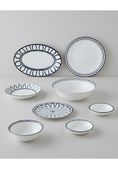 English Home Monarch Porselen Kayık Tabak 30 Cm Siyah - Beyaz Siyah - Beyaz