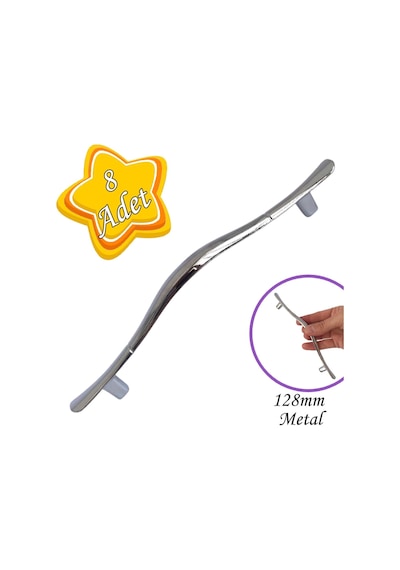 Ördek Kulp Krom 128 Mm Kulp Mobilya Mutfak Dolabı Çekmece Dolap Kapak Kulpu Kulbu Metal Kulp 8 Adet