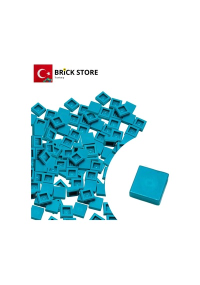 Yedek Parçalar, 100 Adet 1x1 Tile Düz Fayans Parçası, Koyu Turkuaz Rengi, 3070