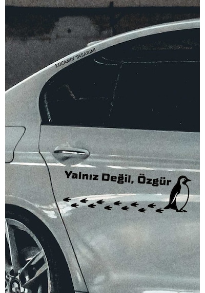 Nihilist Penguen Sticker Yalnız Değil Özgür Penguen Araba Stickerı Siyah Oto Kaput Yazı Sticker 40 Cm