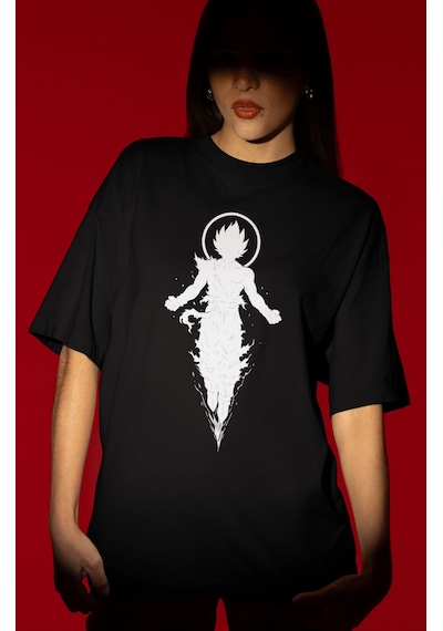 Son Goku Dragon Ball Anime Ön Baskılı Unisex Oversize Tişört Siyah