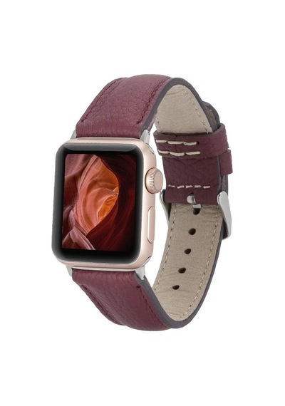 Apple Watch Uyumlu Deri Kordon 42-44-45mm Fl6 Bordo Diğer