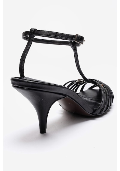 Luvishoes Ovıer Siyah Cilt Aksesuarlı Kadın Topuklu Ayakkabı