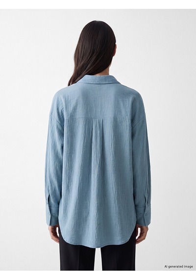 Lcw Everyday Mavi Dokulu Oversize Kadın Gömlek