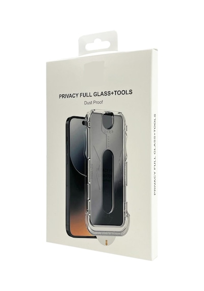 Apple Uyumlu iPhone 12 Pro Max Kolay Uygulama Aparatlı Dust Proof Privacy Temperli Hayalet Cam Ekran Koruyucu Siyah