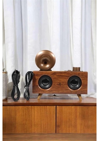 Znv Zenvia Mey İthalat Bluetooth Hoparlör Ahşap Klasik Retro Gramofon Bluetooth Müzik Kutusu Znv2025 Cmn