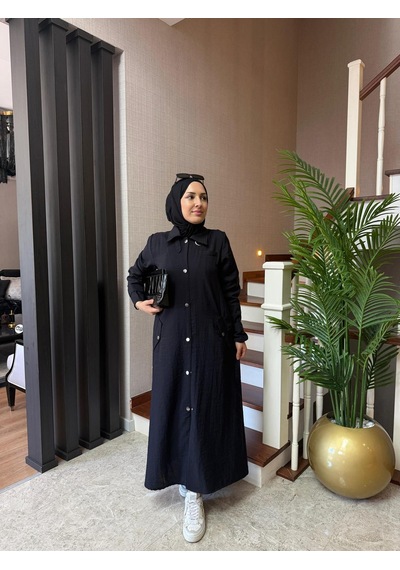 Esra Butik78 Siyah Renk Büyük Beden Uyumlu Yazlık Paraşüt Kumaş Tesettür Kap