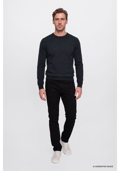 AC&Co / Altınyıldız Classics Ekstra Slim Fit Riss Pamuklu Esnek Erkek Kot Pantolon Siyah