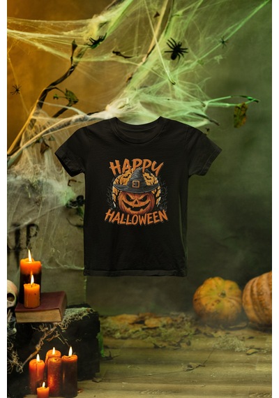 Magors Stıl-x Happy Halloween - Cadılar Bayramı Baskılı Unısex Tshırt Siyah-4